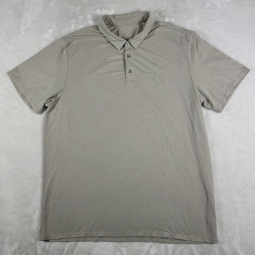 Vuori Knit Twill Polo Shirt Men's XL Beige Stretch Performance Soft Casual V1004